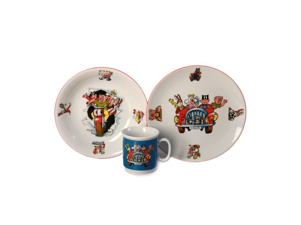Čtyřlístek, dětská porcelánová souprava (modrá), Thun