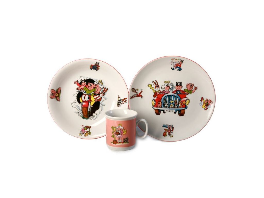 Čtyřlístek, dětská porcelánová souprava (růžová), Thun
