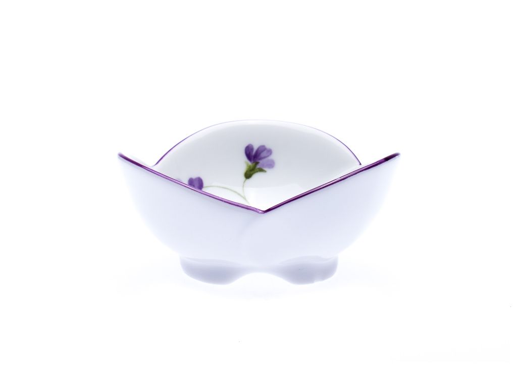 Miska trojlístek, 8 cm, fialky, Český porcelán