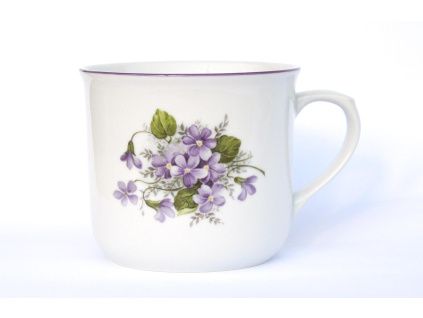 Hrnek Vařák, 0,65 l, Český porcelán Dubí, fialky