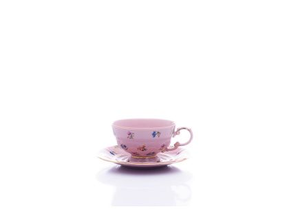 Čajový šálek s podšálkem, Sonáta, 0,20 l, růžový porcelán, házenka, Leander