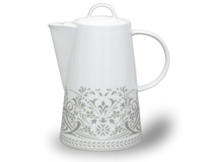 Tom, konvice kávová 1,2 l, šedá krajka, porcelán Thun