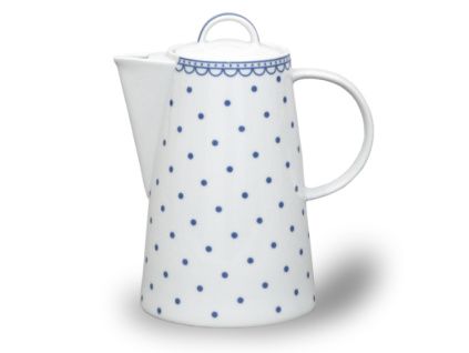 Tom, konvice kávová, 1,2 l, modré puntíky, porcelán Thun