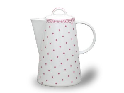 Tom, konvice kávová, 1,2 l, růžové puntíky, porcelán Thun