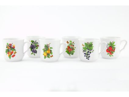 Karel, sada hrnků 0,27 l, Český porcelán Dubí, lesní plody, 6 ks