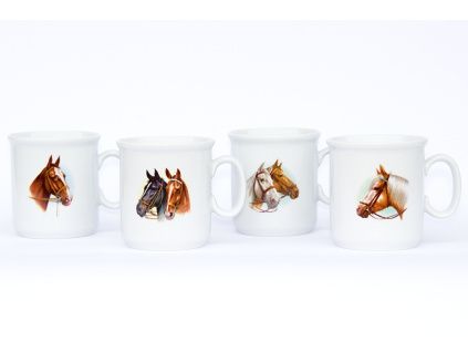 Sada hrnků Gaston, Český porcelán Dubí, 0,22 l, koně, 4 ks