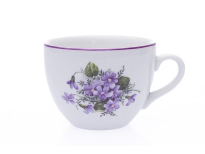 Hrnek Milada, Český porcelán Dubí, 480 ml, fialky