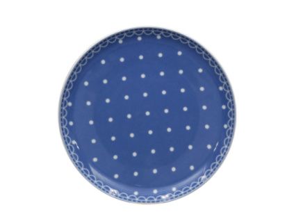 Tom, talíř dezertní 19, modré puntíky, český porcelán, Thun