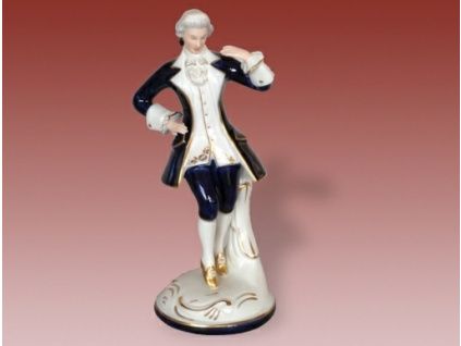 Pán rokoko, porcelánová figurka, Royal Dux Bohemia, isis, v. 23,5 cm