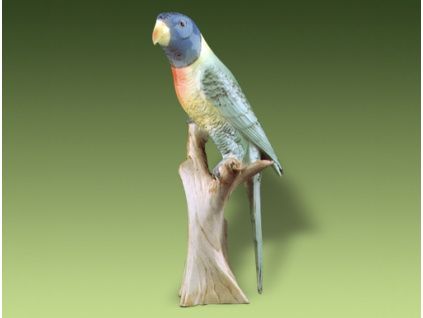 Papoušek australský, porcelánová figurka, Roya Dux Bohemia, luxor C, v. 28,0 cm