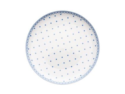 Talíř mělký, 26 cm, český porcelán, modré puntíky, Thun