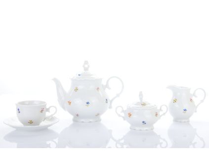 Čajová souprava, karlovarský porcelán, Ophelia, házenka, Thun RZ, 15 d.