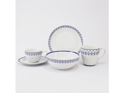 Snídaňová souprava, český porcelán, HyggeLine, modrá, Leander, 5 d.