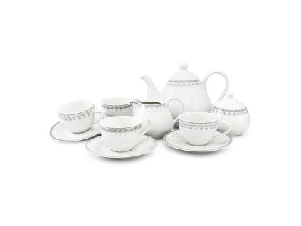 Čajová/ kávová souprava, český porcelán, HyggeLine, šedá, Leander, 11 d.