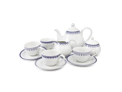 Čajová/ kávová souprava, český porcelán, HyggeLine, modrá, Leander, 11 d.