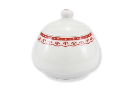 Cukřenka, 0,30 l, HyggeLine, červená, Leander, český porcelán