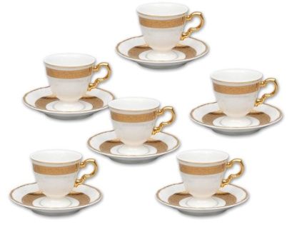 Marie Louise, kávové šálky, český porcelán, zlato, Thun, 6 ks