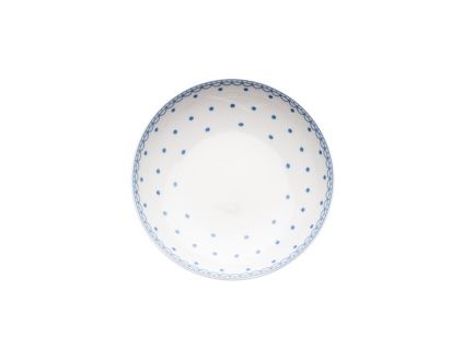 Talíř hluboký, 20 cm, český porcelán, modré puntíky, Thun