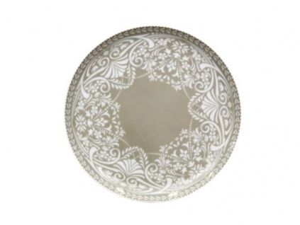 Talíř dezertní, 19 cm, šedá krajka, český porcelán, Thun