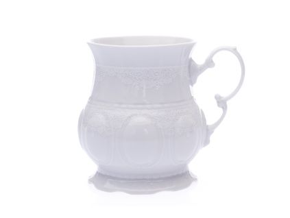 Hrnek, 0,35 l, český porcelán, Sonáta, bílá krajka, Leander