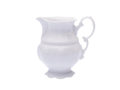 Mlékovka vysoká, 0,22 l, český porcelán, Sonáta, bílá krajka, Leander