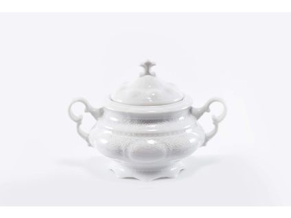Cukřenka 2 ucha, 0,35 l, český porcelán, Sonáta, bílá krajka, Leander