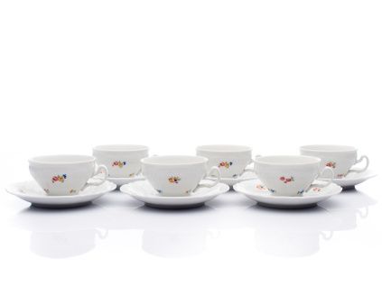 Šálky s podšálky čajové, 205 ml, český porcelán, Bernadotte, házenka, Thun, 6 ks