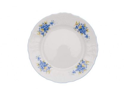 Talíř mělký, 25, český porcelán, Bernadotte, pomněnky, Thun