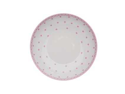 Tom, talíř hluboký, 20 cm, růžové puntíky, český porcelán, Thun