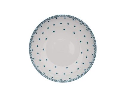 Tom, talíř hluboký, 20 cm, puntíky, petrolej, český porcelán, Thun