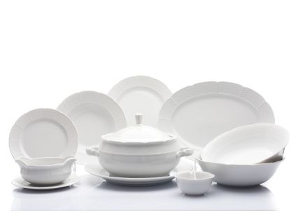Jídelní souprava, bílá, český porcelán, Natálie, Thun, 25 d.