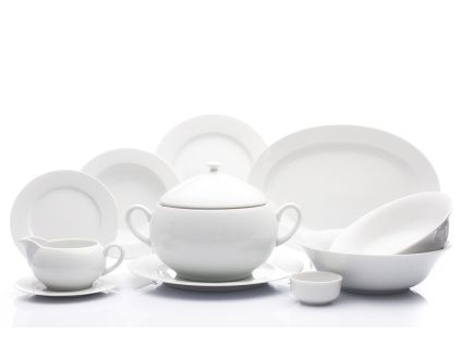 Jídelní souprava, bílá, český porcelán, Opal, Thun, 25 d.
