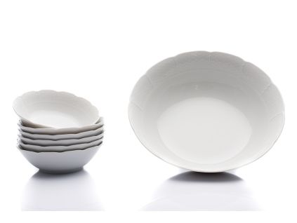 Kompotová souprava, český porcelán, Natálie, bílá, Thun, 7 d.
