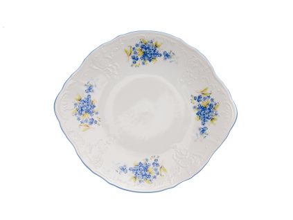 Talíř koláčový, český porcelán, Bernadotte, 27 cm, pomněnky, Thun