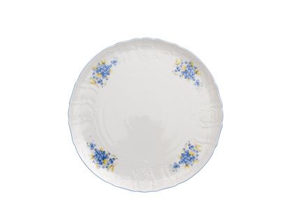 Talíř dortový, český porcelán, Bernadotte, 32 cm, pomněnky, Thun