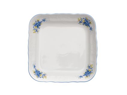 Mísa kompotová čtyřhranná, 25 cm, český porcelán, Bernadotte, pomněnky, Thun
