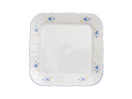 Podnos čtyřhranný, 26 cm, český porcelán, Bernadotte, pomněnky, Thun