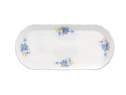 Podnos čtyřhranný, 37 cm, český porcelán, Bernadotte, pomněnky, Thun
