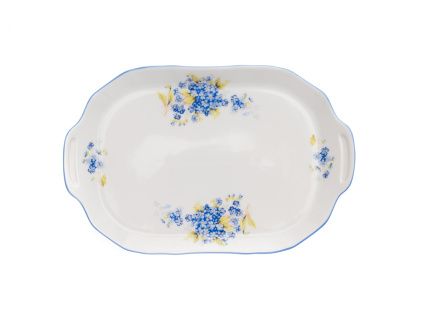 Podnos čtyřhranný, 23 cm, český porcelán, Bernadotte, pomněnky, Thun
