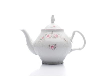 Čajová konvice, 1,2 l, český porcelán, Bernadotte, růže, růžový proužek, Thun