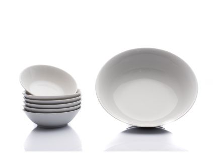 Kompotová souprava, český porcelán, Opal/Angelika, bílá, Thun, 7 d.