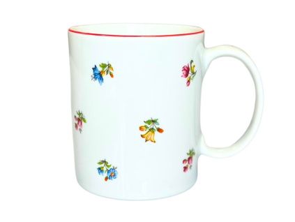 Hrnek, 300 ml, házenka s červeným proužkem, český porcelán, Thun RZ
