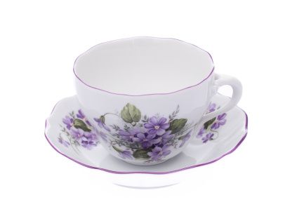 Fialky, šálek a podšálek B+B, 0,21 l, Český porcelán Dubí