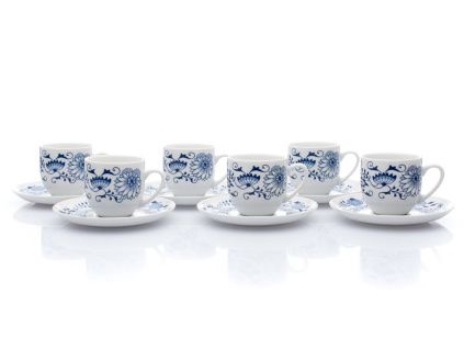 Sada kávových šálků s podšálkem, český porcelán, 170 ml, Saphyr, cibulák, Thun, 6 ks