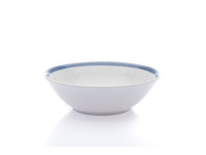Miska kompotová, český porcelán, 13 cm, bílá krajka, modrý lem, Thun