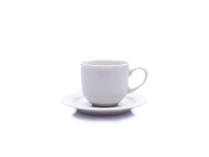 Šálek a podšálek na kávu, český porcelán, 165 ml, Opal, bílý, Thun