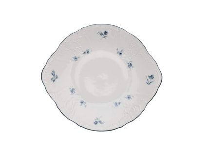 Talíř koláčový, český porcelán, Bernadotte, 27 cm, modré růžičky, Thun