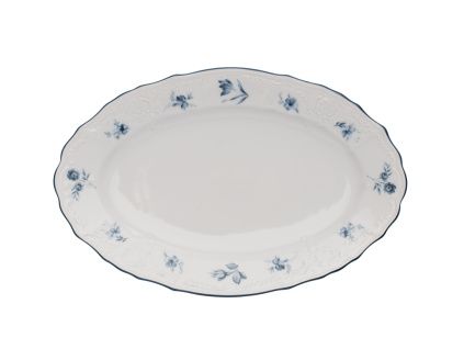 Mísa oválná, 26 cm, český porcelán, Bernadotte, modré růžičky, Thun