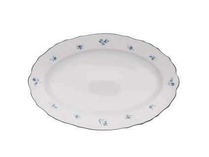 Mísa oválná, 39 cm, český porcelán, Bernadotte, modré růžičky, Thun
