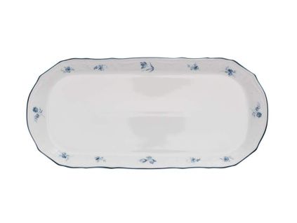 Podnos čtyřhranný, 37 cm, český porcelán, Bernadotte, modré růžičky, Thun